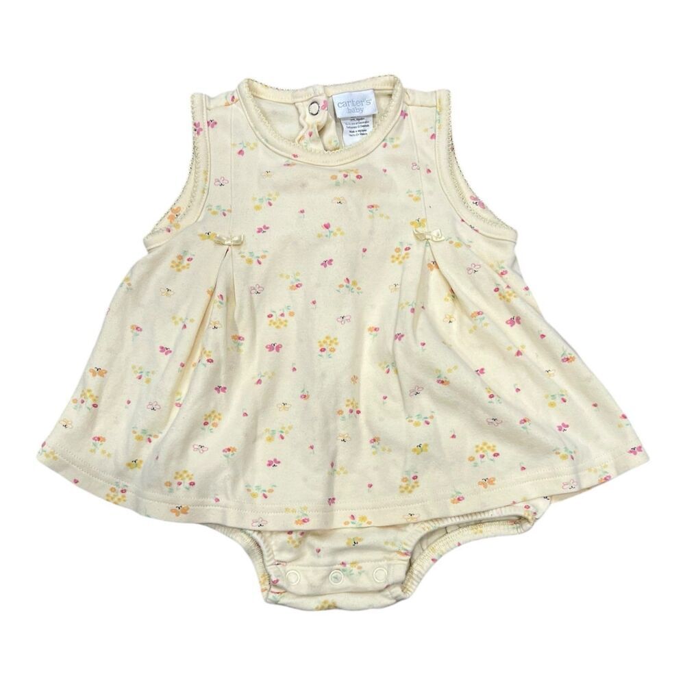 Carter’s Yellow Floral Cotton Onesie Dress 6-9 months